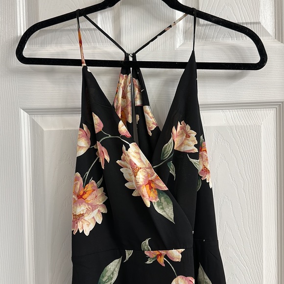 Lush Maxi Dress - Black with Peach Flowers - Picture 3 of 4